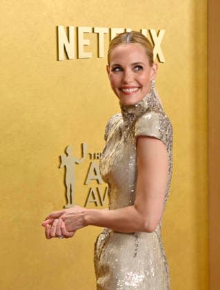 Leslie Bibb attends the 32nd annual Actor Awards (formerly the SAG Awards) held at the Shrine Auditorium in Los Angeles on Sunday, March 1, 2026.  LAP20260301978 JIMxRUYMEN
