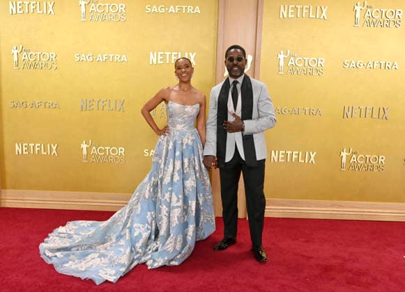 Ryan Michelle Bathe and Sterling K. Brown attend the 32nd annual Actor Awards (formerly the SAG Awards) held at the Shrine Auditorium in Los Angeles on Sunday, March 1, 2026.  LAP20260301100 JIMxRUYMEN