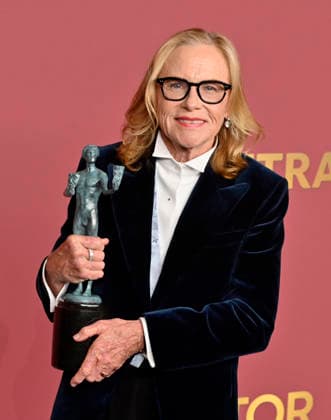 Amy Madigan, winner of the Outstanding Performance by a Female Actor in a Supporting Role award for Weapons, appears backstage during the 32nd annual SAG Awards held at the Shrine Auditorium in Los Angeles on Sunday, March 1, 2026.  LAP20260301178 JIMxRUYMEN
