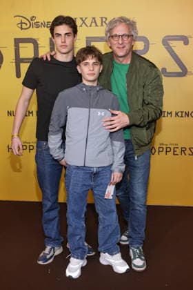 01 03 2026 , Kai Lentrodt with sons Johann Bochardt Fernandez and Samuel Bochardt Fernandez for the exclusive special screening of the fast-paced animated adventure Hoppers, Zoopalast, Berlin, Berlin Germany, Germany