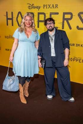 abb Caterina Pogorzelski and Steven Preisner on the black carpet at the special screening of Hoppers at Zoo Palast Berlin Sunday 01 03 2026 in Berlin Berlin Germany