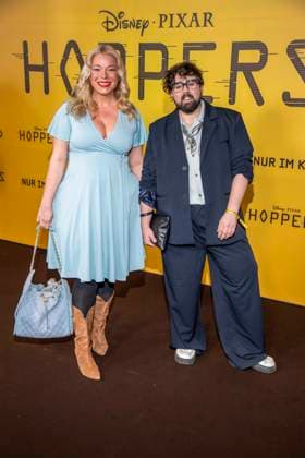 abb Caterina Pogorzelski and Steven Preisner on the black carpet at the special screening of Hoppers at Zoo Palast Berlin Sunday 01 03 2026 in Berlin Berlin Germany