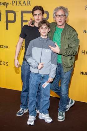 abb Johann Bochardt Fernandez Patenkind , Samuel Bochardt Fernandez Patenkind and Kai Lentrodt on the black carpet at the special screening of Hoppers at Zoo Palast Berlin Sunday 01 03 2026 in Berlin Berlin Germany