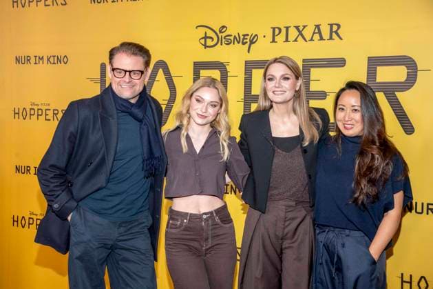 abb Max Giermann, Alina Khani, Martina Hill and Eun Kyung Park on the black carpet at the special screening of Hoppers at Zoo Palast Berlin Sunday 01 03 2026 in Berlin Berlin Germany