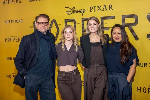 abb Max Giermann, Alina Khani, Martina Hill and Eun Kyung Park on the black carpet at the special screening of Hoppers at Zoo Palast Berlin Sunday 01 03 2026 in Berlin Berlin Germany