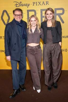 abb Max Giermann, Alina Khani, Martina Hill on the black carpet at the special screening of Hoppers at Zoo Palast Berlin Sunday 01 03 2026 in Berlin Berlin Germany