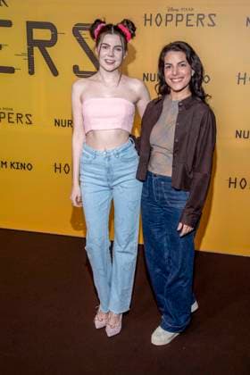 abb Klaudia Giez and Clarissa Correa da Silva on the black carpet at the special screening of Hoppers at Zoo Palast Berlin Sunday 01 03 2026 in Berlin Berlin Germany