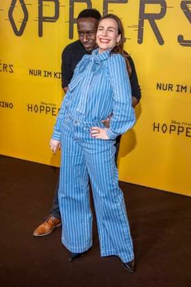 abb Jerry Kwarteng and Nadine Heidenreich on the black carpet at the special screening of Hoppers at Zoo Palast Berlin Sunday 01 03 2026 in Berlin Berlin Germany