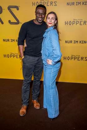 abb Jerry Kwarteng and Nadine Heidenreich on the black carpet at the special screening of Hoppers at Zoo Palast Berlin Sunday 01 03 2026 in Berlin Berlin Germany