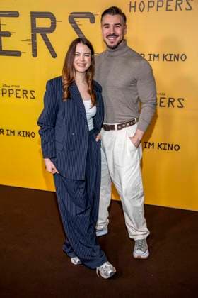 abb Patricia Strasburger and Sascha Kekez on the black carpet at the special screening of Hoppers at Zoo Palast Berlin Sunday 01 03 2026 in Berlin Berlin Germany