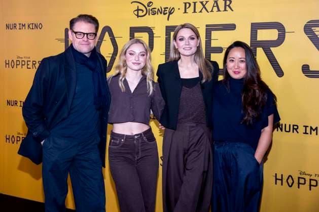 abb Max Giermann, Alina Khani, Martina Hill and Eun Kyung Park on the black carpet at the special screening of Hoppers at Zoo Palast Berlin Sunday 01 03 2026 in Berlin Berlin Germany
