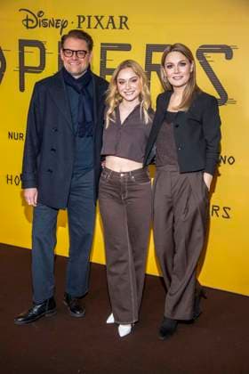 abb Max Giermann, Alina Khani, Martina Hill on the black carpet at the special screening of Hoppers at Zoo Palast Berlin Sunday 01 03 2026 in Berlin Berlin Germany