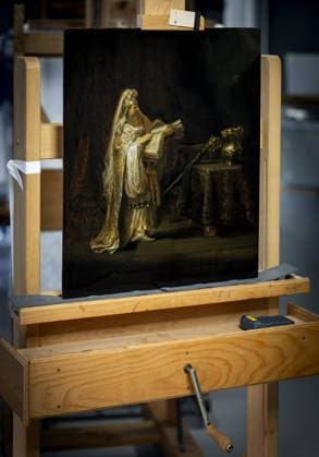 The newly discovered 1633 work The Vision of Zechariah in the Temple by painter Rembrandt van Rijn is on display in the Rijksmuseum s studio building. KOEN VAN WEEL ANP netherlands out - belgium out  Copyright: xx x552223206x originalFilename: 552223206.jpg