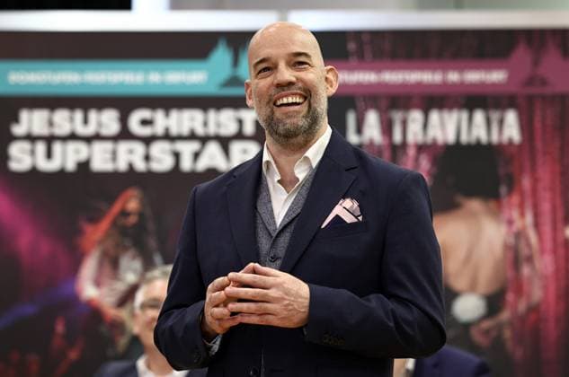 Press conference Domstufenfestspiel Jesus Christ Superstar 02 03 2026, Erfurt, Sparkassen Finanzzentrum, Rotunde, Press conference for the Domstufenfestspiele 2026 Rock Musical Jesus Christ Superstar by Andrew Lloyd Webber and Tim Rice in the picture Mate Solyom Nagy will embody Jesus