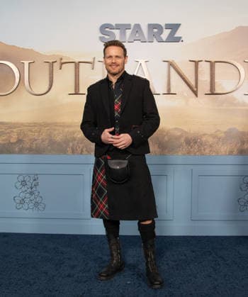 Sam Heughan arrives on the red carpet at the premiere of Starz Outlander Season 8 at Alice Tully Hall on Monday, March 2, 2026 in New York City.  NYP20260302531 SERENAxXUxNING