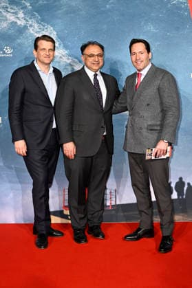 Leopold Hoesch, Walid Nackschbandi and Pelayo Cortina Koplowitz at the world premiere of the documentary On The Wave at Cinedom Cologne, 02 03 2026 Foto:xT.xNgox xFuturexImagex wave_6306