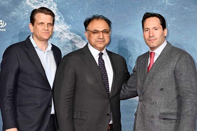 Leopold Hoesch, Walid Nackschbandi and Pelayo Cortina Koplowitz at the world premiere of the documentary On The Wave at Cinedom Cologne, 02 03 2026 Foto:xT.xNgox xFuturexImagex wave_6307