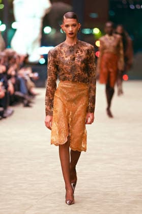 (260304) -- PARIS, March 4, 2026 -- A model presents a creation from the ready-to-wear Fall Winter 2026-2027 collections by Saint Laurent during the Paris Fashion Week in Paris, France, on March 3, 2026. (MeetEurope Handout via Xinhua) FRANCE-PARIS-FASHION WEEK-SAINT LAURENT WuxHuiwo 