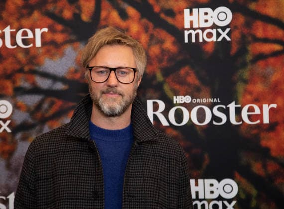 Rory Scovel arrives on the red carpet at the premiere of HBO Rooster on Tuesday, March 3, 2026 in New York City.  NYP20260303506 SERENAxXUxNING