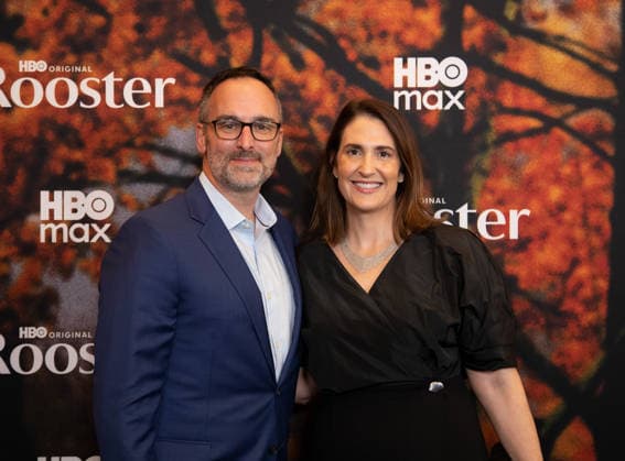 Anthony King and Kate Spencer arrive on the red carpet at the premiere of HBO Rooster on Tuesday, March 3, 2026 in New York City.  NYP20260303515 SERENAxXUxNING
