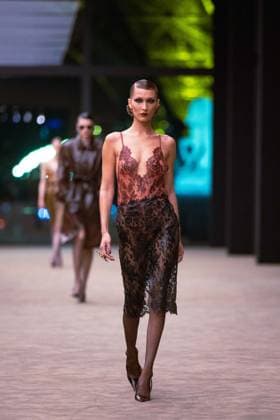 PFW - Bella Hadid Models For Saint Laurent US model Bella Hadid presents a creation for Saint Laurent for the Women s Ready to Wear Fall Winter 2026-2027 collection fashion show as part of the Paris Women Fashion Week (PFW), in Paris, on March 3, 2026. Photo by Alexis Jumeau ABACAPRESS.COM Paris France  Copyright: xJumeauxAlexis ABACAx