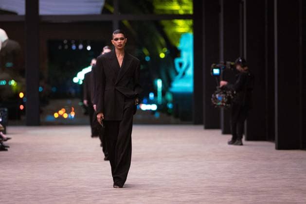PFW - Saint Laurent Runway A model presents a creation for Saint Laurent for the Women s Ready to Wear Fall Winter 2026-2027 collection fashion show as part of the Paris Women Fashion Week (PFW), in Paris, on March 3, 2026. Photo by Alexis Jumeau ABACAPRESS.COM Paris France  Copyright: xJumeauxAlexis ABACAx