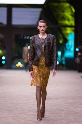 PFW - Saint Laurent Runway A model presents a creation for Saint Laurent for the Women s Ready to Wear Fall Winter 2026-2027 collection fashion show as part of the Paris Women Fashion Week (PFW), in Paris, on March 3, 2026. Photo by Alexis Jumeau ABACAPRESS.COM Paris France  Copyright: xJumeauxAlexis ABACAx