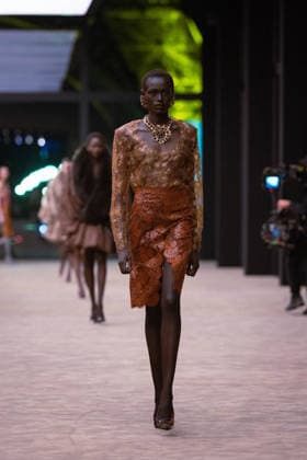 PFW - Saint Laurent Runway A model presents a creation for Saint Laurent for the Women s Ready to Wear Fall Winter 2026-2027 collection fashion show as part of the Paris Women Fashion Week (PFW), in Paris, on March 3, 2026. Photo by Alexis Jumeau ABACAPRESS.COM Paris France  Copyright: xJumeauxAlexis ABACAx