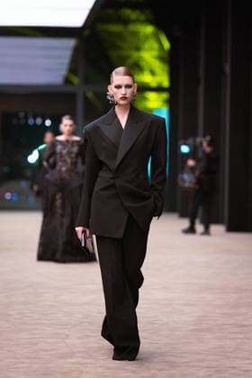 PFW - Saint Laurent Runway A model presents a creation for Saint Laurent for the Women s Ready to Wear Fall Winter 2026-2027 collection fashion show as part of the Paris Women Fashion Week (PFW), in Paris, on March 3, 2026. Photo by Alexis Jumeau ABACAPRESS.COM Paris France  Copyright: xJumeauxAlexis ABACAx