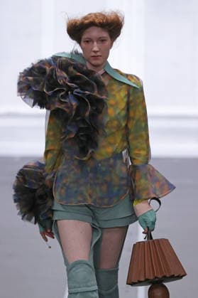 PFW - Anrealage Fecales Runway A model walks the runway during the Anrealage Womenswear Fall Winter 2026-2027 show as part of Paris Fashion Week on March 03, 2026 in Paris, France. Photo by Alain Gil Gonzalez ABACAPRESS.COM Paris France  Copyright: xGonzalezxAlain-Gil ABACAx