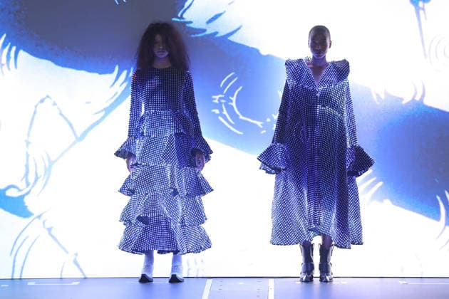 PFW - Anrealage Fecales Runway A model walks the runway during the Anrealage Womenswear Fall Winter 2026-2027 show as part of Paris Fashion Week on March 03, 2026 in Paris, France. Photo by Alain Gil Gonzalez ABACAPRESS.COM Paris France  Copyright: xGonzalezxAlain-Gil ABACAx