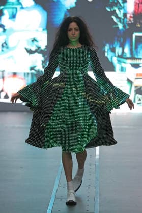 PFW - Anrealage Fecales Runway A model walks the runway during the Anrealage Womenswear Fall Winter 2026-2027 show as part of Paris Fashion Week on March 03, 2026 in Paris, France. Photo by Alain Gil Gonzalez ABACAPRESS.COM Paris France  Copyright: xGonzalezxAlain-Gil ABACAx