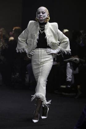 PFW - Matieres Fecales Runway A model walks the runway during the Matieres Fecales Womenswear Fall Winter 2026-2027 show as part of Paris Fashion Week on March 03, 2026 in Paris, France. Photo by Alain Gil Gonzalez ABACAPRESS.COM Paris France  Copyright: xGonzalezxAlain-Gil ABACAx