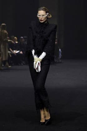 PFW - Matieres Fecales Runway A model walks the runway during the Matieres Fecales Womenswear Fall Winter 2026-2027 show as part of Paris Fashion Week on March 03, 2026 in Paris, France. Photo by Alain Gil Gonzalez ABACAPRESS.COM Paris France  Copyright: xGonzalezxAlain-Gil ABACAx