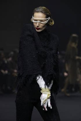 PFW - Matieres Fecales Runway A model walks the runway during the Matieres Fecales Womenswear Fall Winter 2026-2027 show as part of Paris Fashion Week on March 03, 2026 in Paris, France. Photo by Alain Gil Gonzalez ABACAPRESS.COM Paris France  Copyright: xGonzalezxAlain-Gil ABACAx
