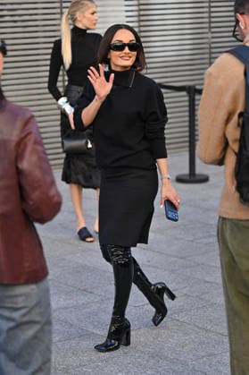 PFW Courreges Outside Arrivals Amina Muaddi arriving at Courreges show during Fashion Week in Paris, France on March 4, 2026. Photo by Julien Reynaud APS-Medias ABACAPRESS.COM Paris France  Copyright: xReynaudxJulien APS-Medias ABACAx