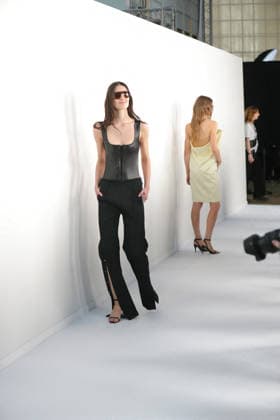 PFW - Courreges - Backstage - Womenswear A model poses backstage prior to the Courrèges Womenswear Fall Winter 2026-2027 show as part of Paris Fashion Week on March 04, 2026 in Paris, France. Photo by Gonzalez Alain-Gil ABACAPRESS.COM Paris Ile-de-France France  Copyright: xGonzalezxAlain-Gil ABACAx