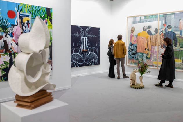 March 4, 2026, Madrid, Madrid, Spain: Visitors view the works at El Apartamento gallery during the opening of ARCO (Spain s International Contemporary Art Fair) at its 45th edition at the IFEMA exhibition center in Madrid. Madrid Spain - ZUMAs296 20260304_znp_s296_013 Copyright: xLuisxSotox