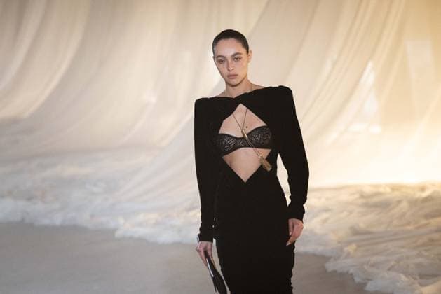 PFW - Balmain Runway A model walks the runway during the Balmain Womenswear Fall Winter 2026-2027 show as part of Paris Fashion Week on March 04, 2026 in Paris, France. Photo by Alexis Jumeau ABACAPRESS.COM Paris France  Copyright: xJumeauxAlexis ABACAx