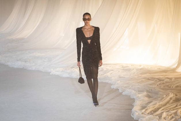 PFW - Balmain Runway A model walks the runway during the Balmain Womenswear Fall Winter 2026-2027 show as part of Paris Fashion Week on March 04, 2026 in Paris, France. Photo by Alexis Jumeau ABACAPRESS.COM Paris France  Copyright: xJumeauxAlexis ABACAx
