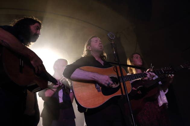 David Powys, Sam Rasmussen, Sam Bentley and Christina Lacy, from left, from the band The Paper Kites at a concert at Metropol in Berlin, March 4, 2026 The Paper Kites concert Berlin