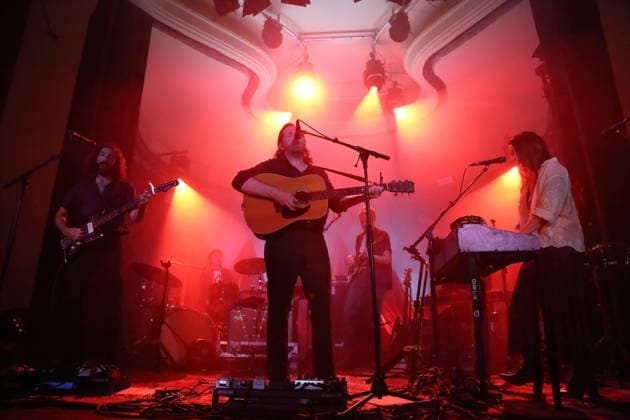 David Powys, Josh Bentley, Sam Bentley, Sam Rasmussen and Christina Lacy, from left, from the band The Paper Kites at a concert at Metropol in Berlin, March 4, 2026 The Paper Kites concert Berlin