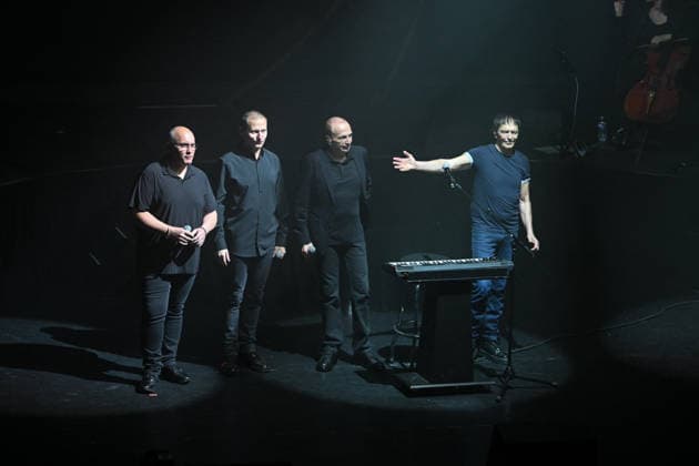 I Muvrini In Concert - Paris I Muvrini, Jean-François Bernardini, Alain Bernardini, Stéphane Mangiantini performs at the l Olympia in Paris, France on March 4, 2026. Photo by Christophe Meng ABACAPRESS.COM Paris France  Copyright: xMengxChristophe ABACAx