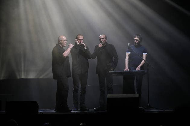 I Muvrini In Concert - Paris I Muvrini, Jean-François Bernardini, Alain Bernardini, Stéphane Mangiantini performs at the l Olympia in Paris, France on March 4, 2026. Photo by Christophe Meng ABACAPRESS.COM Paris France  Copyright: xMengxChristophe ABACAx