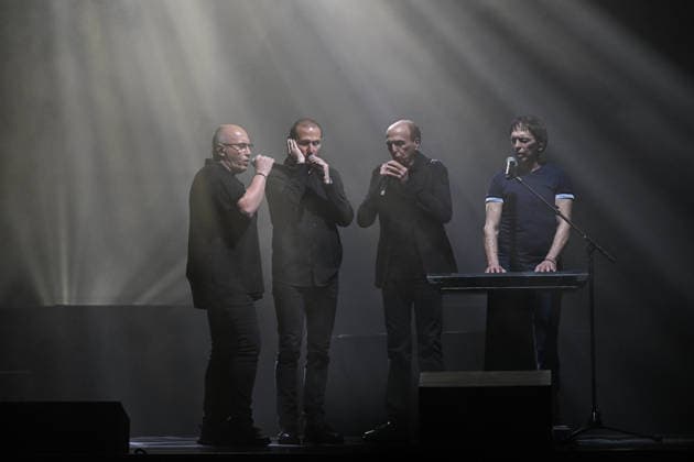 I Muvrini In Concert - Paris I Muvrini, Jean-François Bernardini, Alain Bernardini, Stéphane Mangiantini performs at the l Olympia in Paris, France on March 4, 2026. Photo by Christophe Meng ABACAPRESS.COM Paris France  Copyright: xMengxChristophe ABACAx