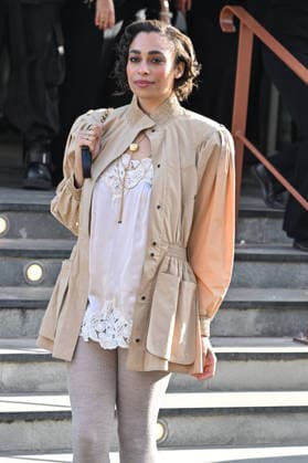 PFW Chloe Outside Arrivals Celeste arriving at the Chloeshow during Fashion Week in Paris, France on March 5, 2026. Photo by Julien Reynaud APS-Medias ABACAPRESS.COM Paris France  Copyright: xReynaudxJulien APS-Medias ABACAx