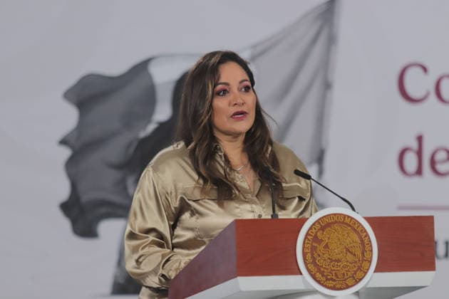 Gabriela FernoÂ¡ndez de Lara, sports journalist speaks during a briefing on the contest Represent Mexico at the Opening of the 2026 FIFA World Cup, through the so-called President s ticket at National Palace. on March 5, 2026 in Mexico City, Mexico. Mexico City Mexico  - ZUMAe321 20260305_zia_e321_013 Copyright: xCarlosxSantiagox