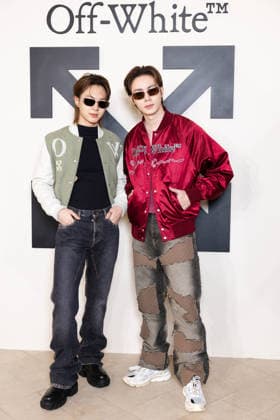 PFW - Off White Photocall Chawarin Perdpiriyawong and Zee Pruk Panich attends the Off-White Womenswear Fall Winter 2026-2027 show as part of Paris Fashion Week (PFW) on March 5, 2026 in Paris, France. Photo by Alexis Jumeau ABACAPRESS.COM Paris France  Copyright: xJumeauxAlexis ABACAx