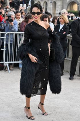 PFW Schiaparelli Outside Arrivals Farida Khelfa arriving at the Schiaparelli show during Fashion Week in Paris, France on March 5, 2026. Photo by Julien Reynaud APS-Medias ABACAPRESS.COM Paris France  Copyright: xReynaudxJulien APS-Medias ABACAx