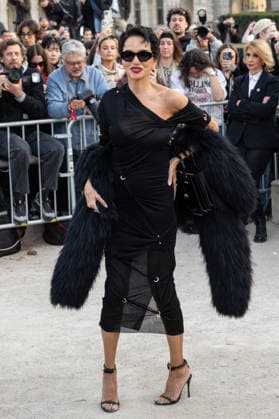 PFW Schiaparelli Outside Arrivals NB Farida Khelfa arrived at the Schiaparelli Womenswear Fall Winter 2026-2027 show as part of Paris Fashion Week on March 05, 2026 in Paris, France. Photo by Nasser Berzane ABACAPRESS.COM Paris France  Copyright: xBerzanexNasser ABACAx